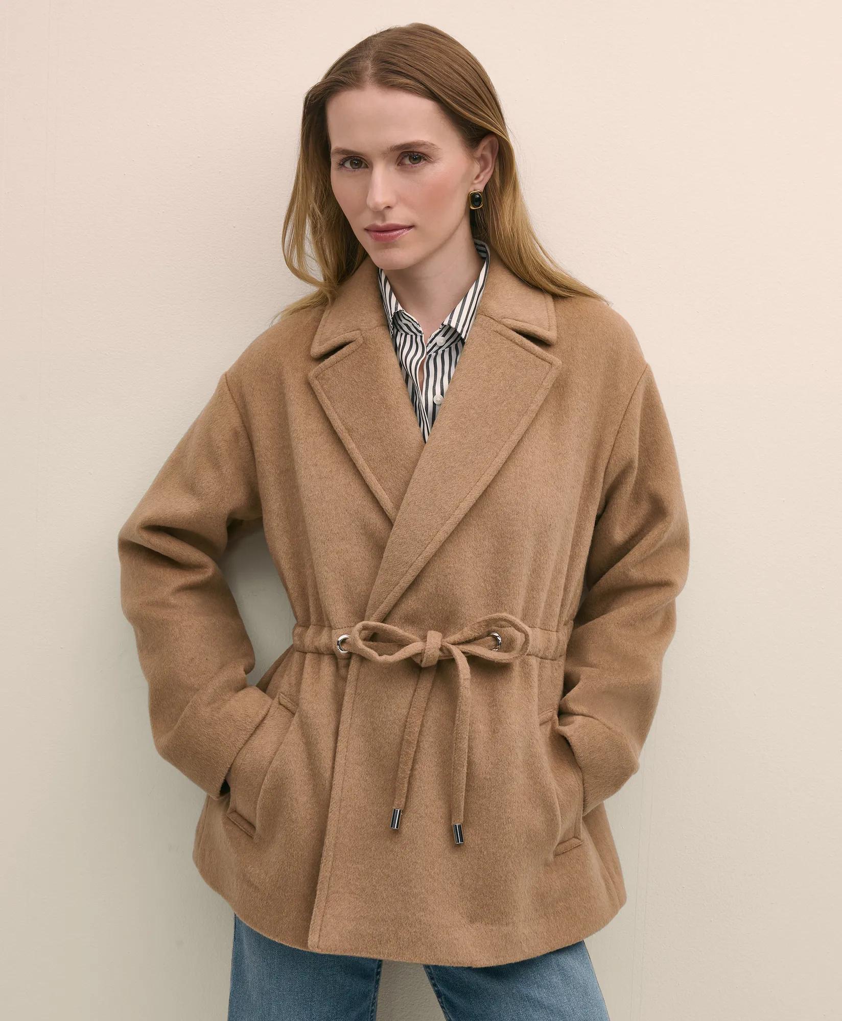 Wool Blend Double-Faced Drawcord Waist Coat secondary