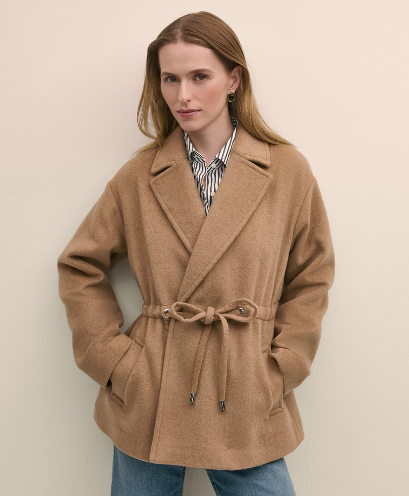 Wool Blend Double-Faced Drawcord Waist Coat, image 2