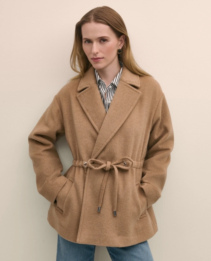 Wool Blend Double-Faced Drawcord Waist Coat, image 2