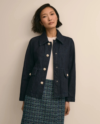 Cotton Blend Boxy-Fit Denim Jacket, image 1