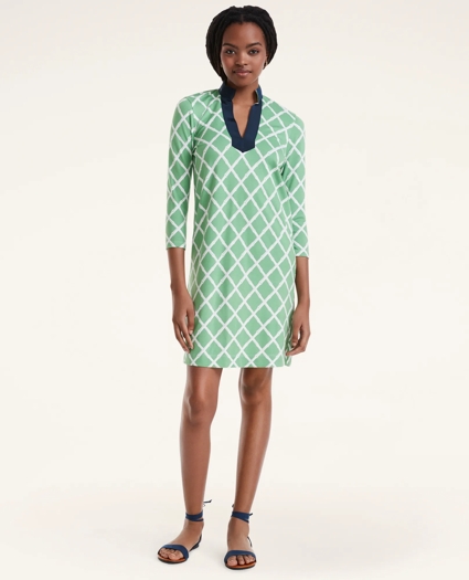 Ponte Mock Neck Printed Dress, image 1