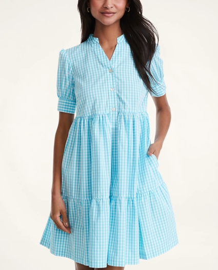 Cotton Tiered Gingham Dress, image 1