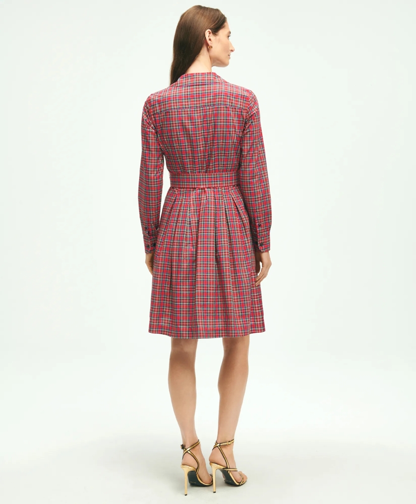 Cotton A-Line Plaid Shirt Dress, image 2