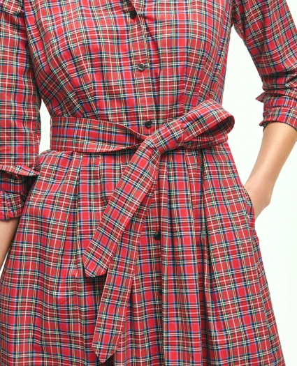 Cotton A-Line Plaid Shirt Dress, image 4