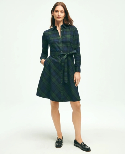 Brushed Cotton Flannel A-Line Shirt Dress, image 1