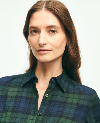 Brushed Cotton Flannel A-Line Shirt Dress, image 3