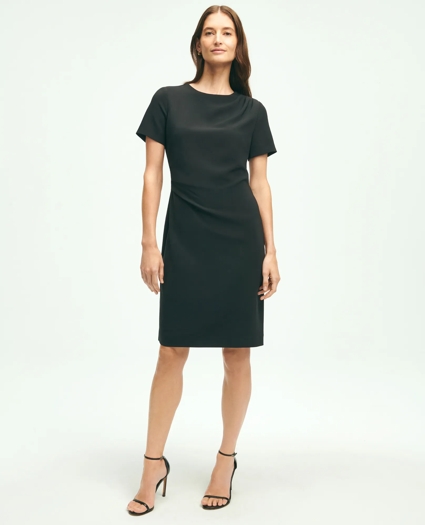 Short-Sleeve Fine Twill Crepe Dress, image 1