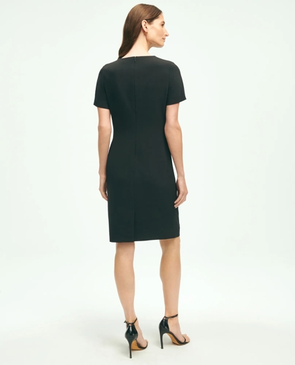 Short-Sleeve Fine Twill Crepe Dress, image 2