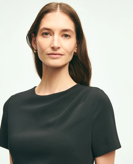 Short-Sleeve Fine Twill Crepe Dress, image 3
