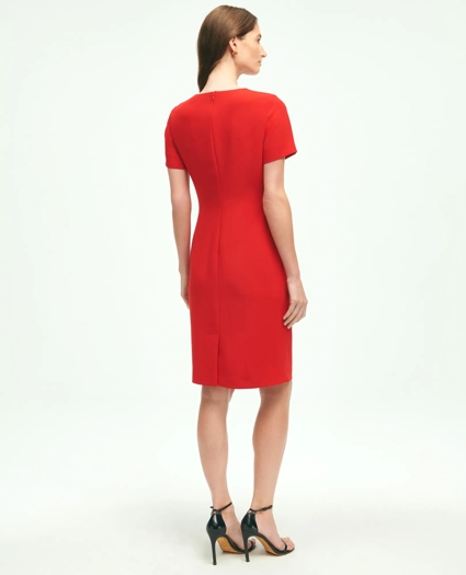 Short-Sleeve Fine Twill Crepe Dress, image 2