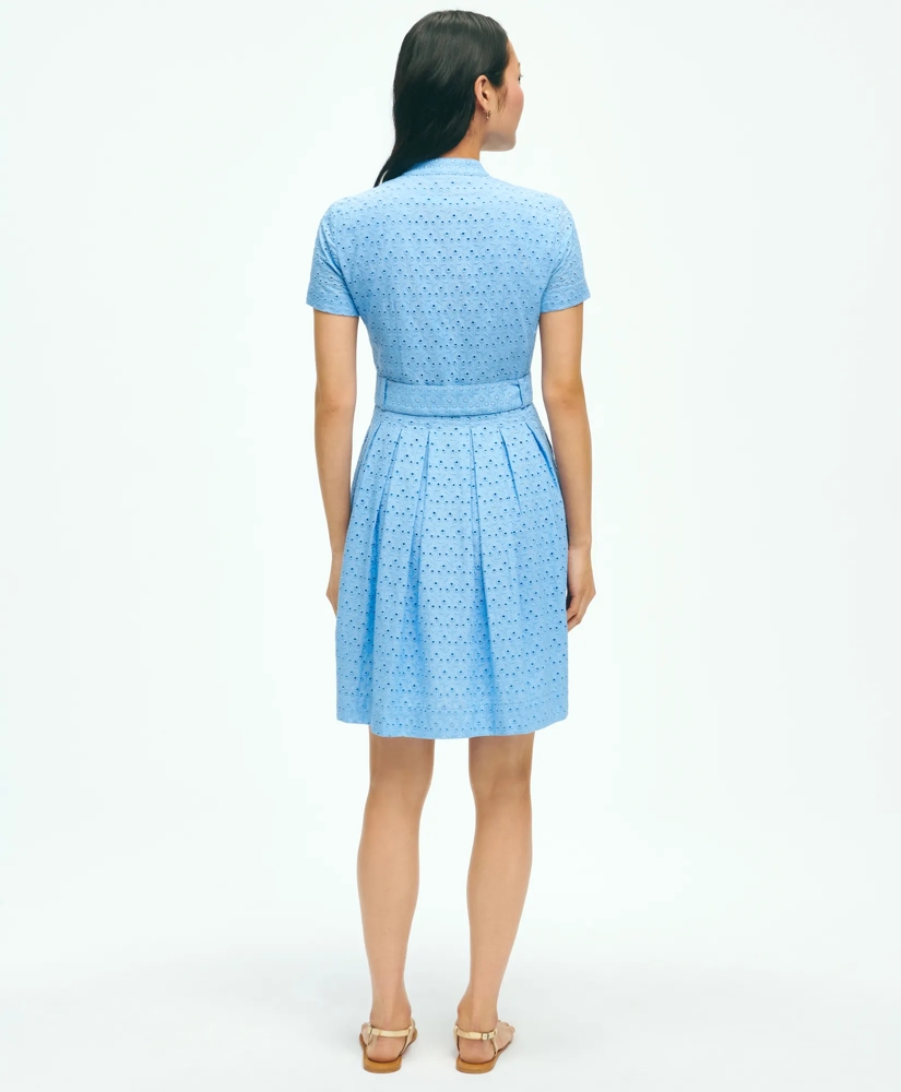 Eyelet Belted Shirt Dress In Cotton, image 3