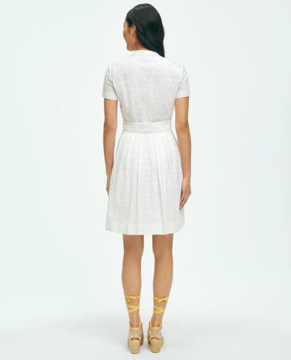 Eyelet Belted Shirt Dress In Cotton, image 3