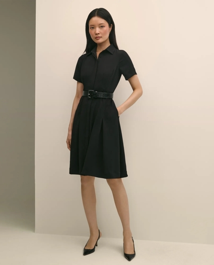 Crepe Pleated Shirt Dress, image 1