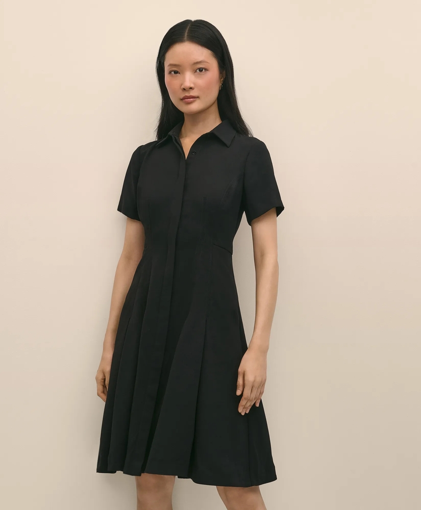 Crepe Pleated Shirt Dress, image 2