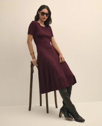 Cable-Knit Fit-and-Flare Sweater Dress, image 1
