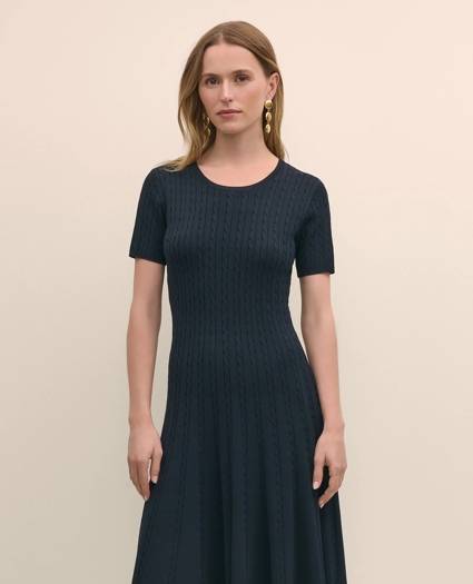 Cable-Knit Fit-and-Flare Sweater Dress, image 2
