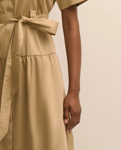 Cotton Sateen Belted Shirtdress, image 3
