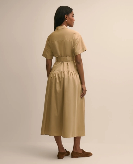 Cotton Sateen Belted Shirtdress, image 4