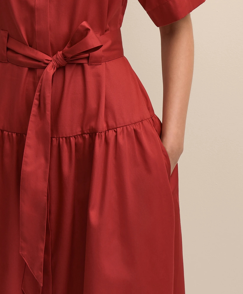 Cotton Sateen Belted Shirtdress, image 3