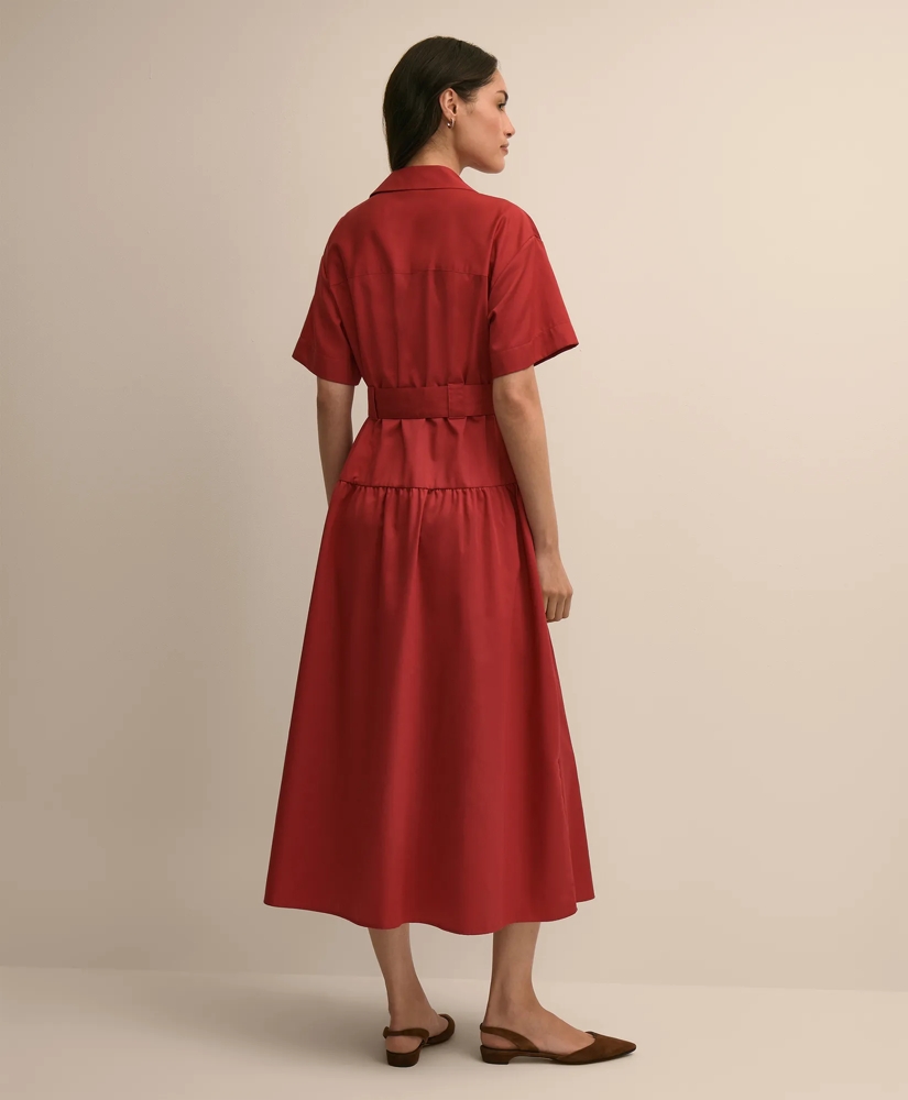 Cotton Sateen Belted Shirtdress, image 4
