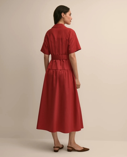 Cotton Sateen Belted Shirtdress, image 4
