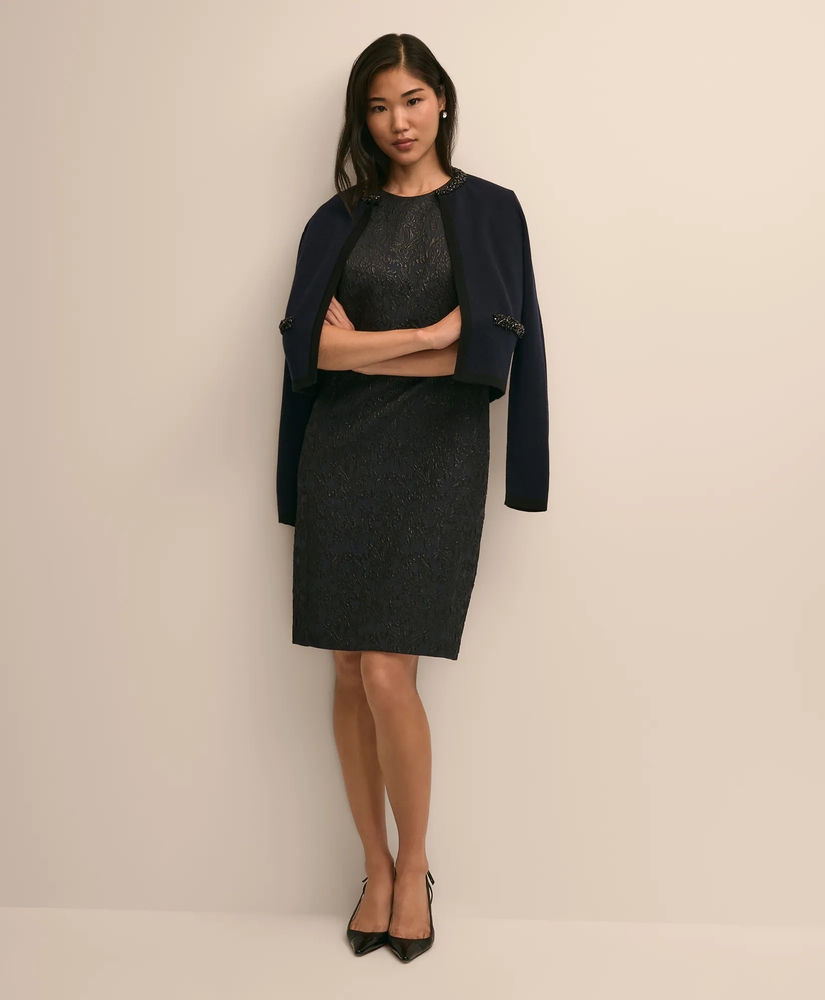 Metallic Brocade Lace Shift Dress, image 2