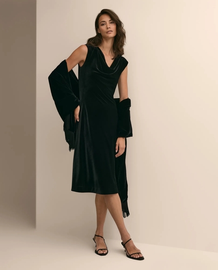 Velour Cowl-Neck Dress, image 1