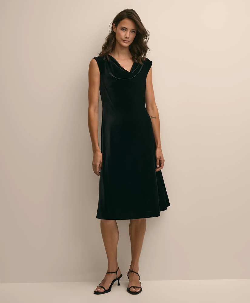 Velour Cowl-Neck Dress, image 2