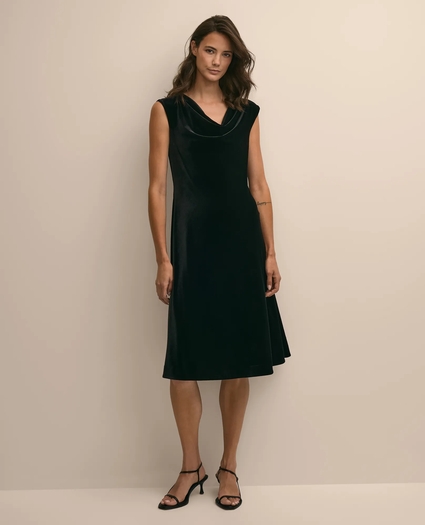 Velour Cowl-Neck Dress, image 2