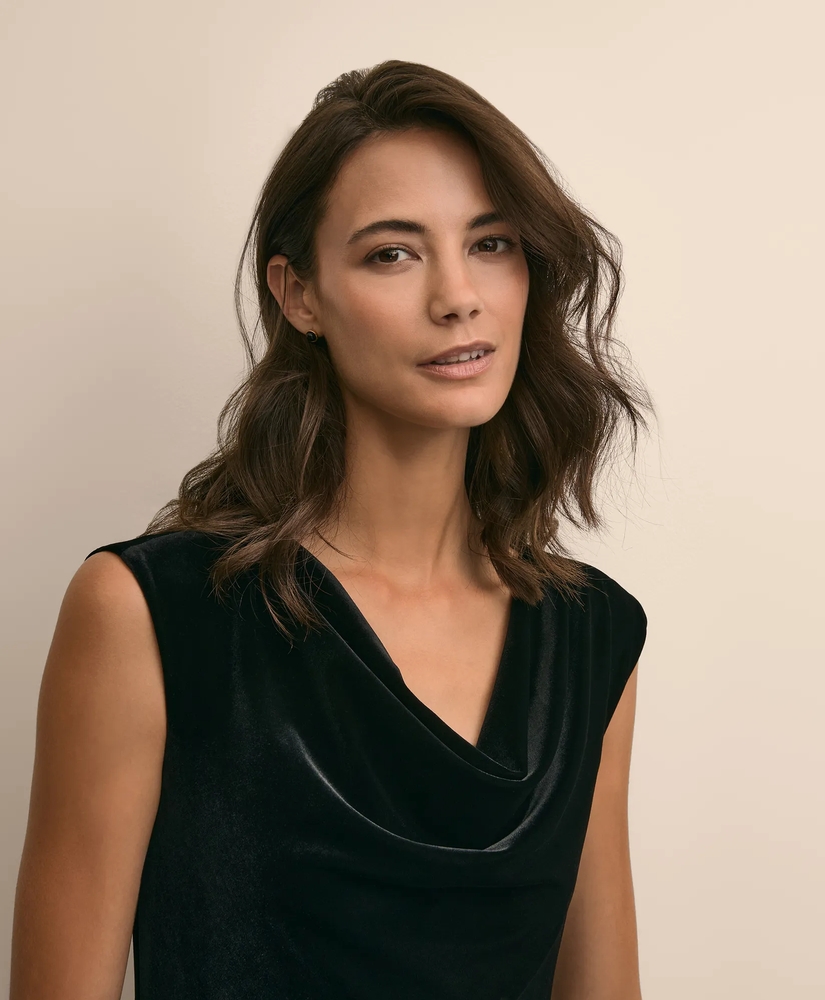 Velour Cowl-Neck Dress, image 3