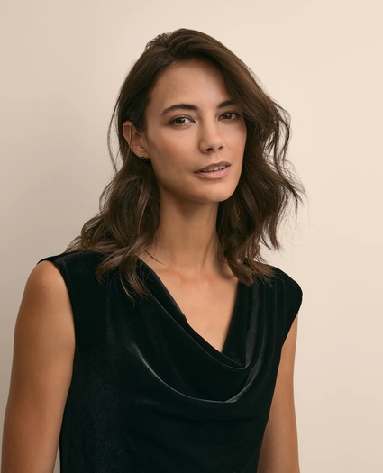 Velour Cowl-Neck Dress, image 3