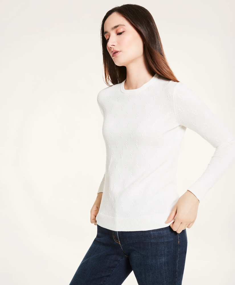 Cotton Striped Removable Collar Leaf-Stitched Sweater, image 3