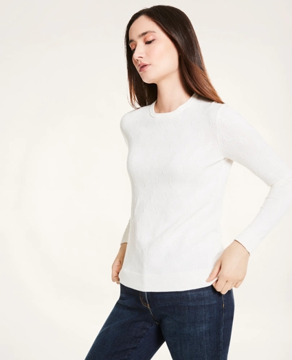 Cotton Striped Removable Collar Leaf-Stitched Sweater, image 3