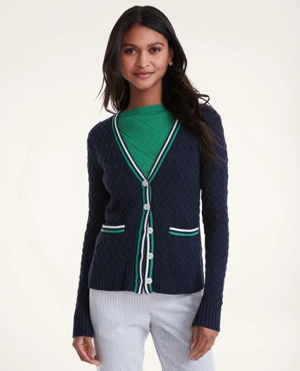 Cotton Pointelle Cardigan, image 1