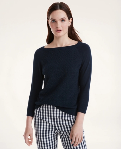 Cotton Boatneck Textured Sweater, image 1