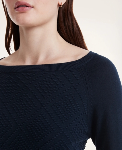 Cotton Boatneck Textured Sweater, image 2