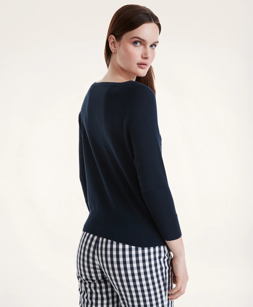 Cotton Boatneck Textured Sweater, image 3