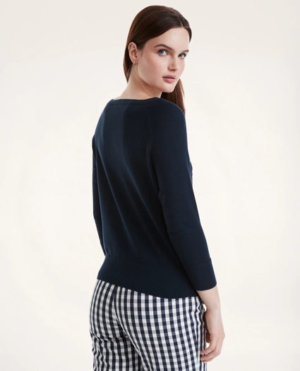Cotton Boatneck Textured Sweater, image 3