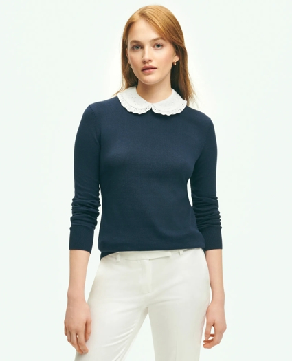 Cotton Sweater With Removable Ruffle Collar, image 1