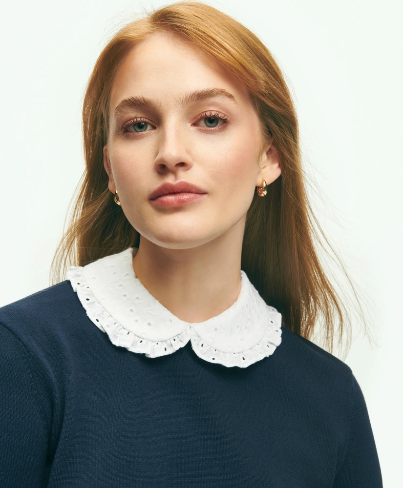 Cotton Sweater With Removable Ruffle Collar, image 2