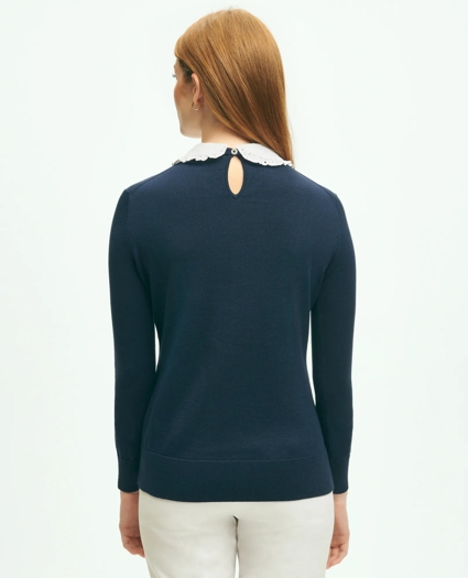 Cotton Sweater With Removable Ruffle Collar, image 3