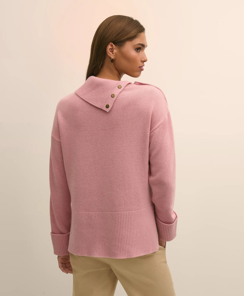 Relaxed Wool-Blend Foldover Snap Collar Sweater, image 4