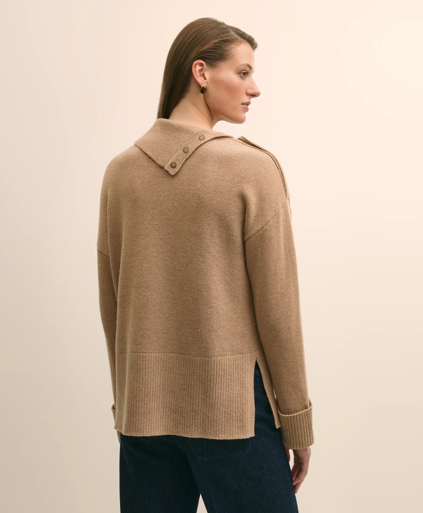 Relaxed Wool-Blend Foldover Snap Collar Sweater, image 4