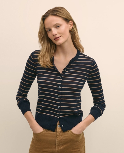 Merino Wool Striped Cardigan, image 1