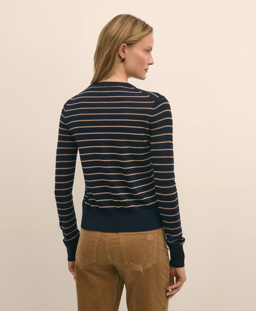 Merino Wool Striped Cardigan, image 4