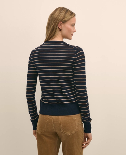 Merino Wool Striped Cardigan, image 4