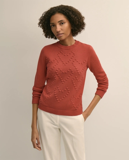 Cotton Textured-Heart Sweater, image 1
