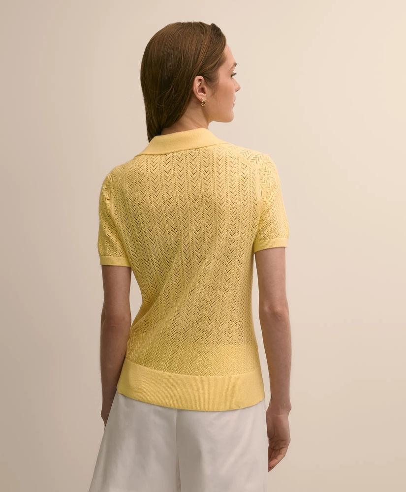 Cotton Blend Pointelle Polo Sweater, image 4