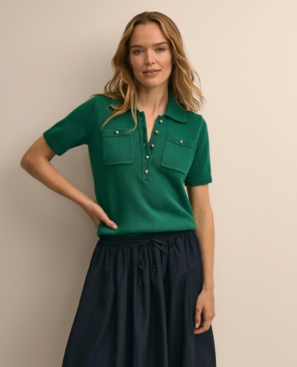 Cotton Short-Sleeve Polo Sweater, image 1