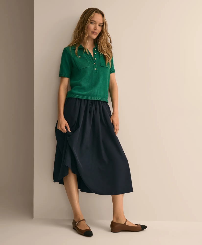 Cotton Short-Sleeve Polo Sweater, image 2